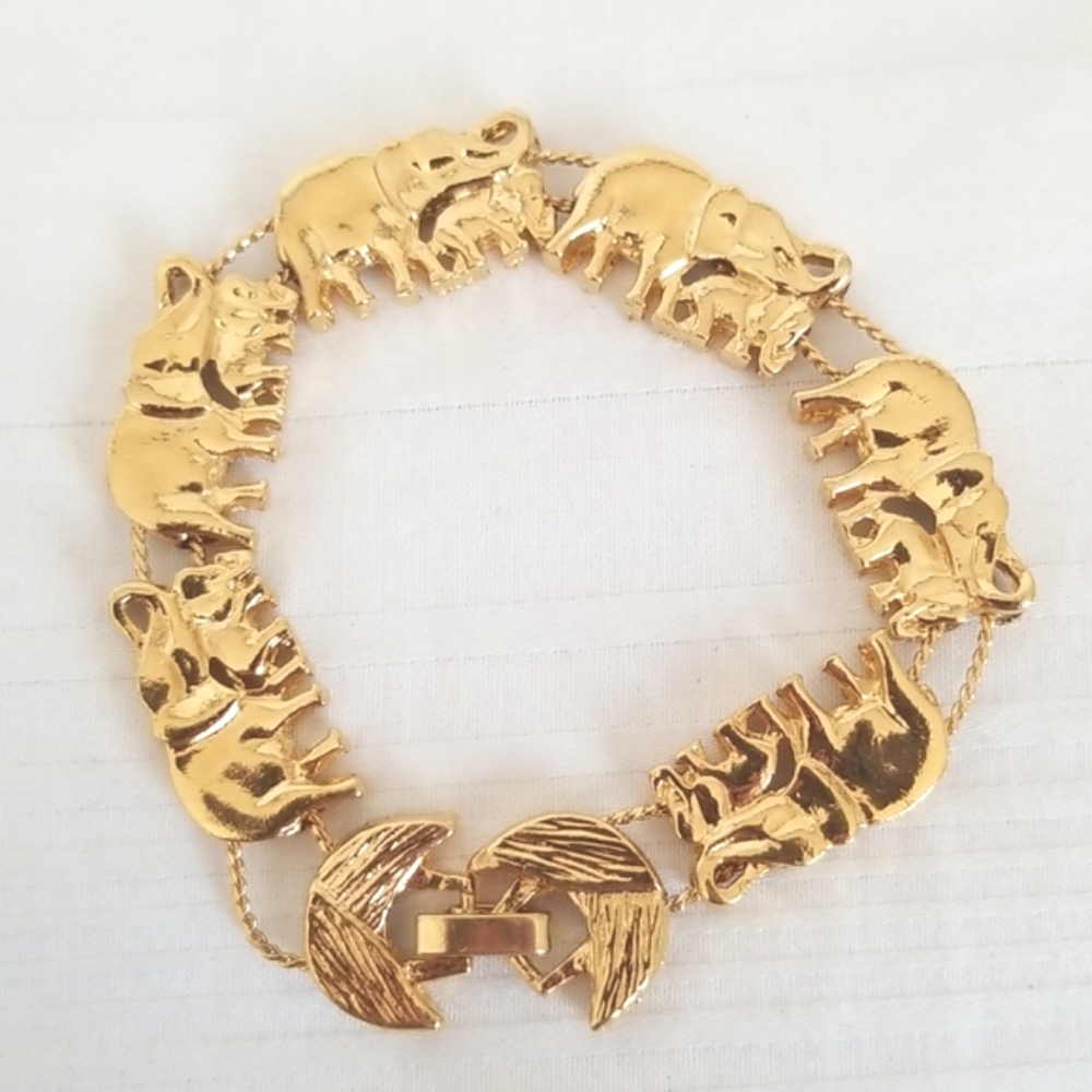 New Gold Elephant Mama Baby Bracelet